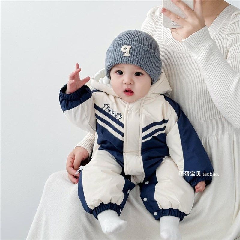 婴儿衣服加绒加厚夹棉服连体冲锋衣男宝宝秋冬装新款外出幼儿冬季,淘宝优惠券,粉丝福利购,淘宝优惠卷