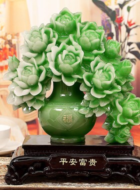 花开富贵牡丹花瓶结婚庆礼品树脂工艺品家居玄关摆件小装饰新中式