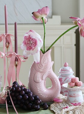 锦鲤送福陶瓷摆件情绪稳定神器宋代美学花瓶插花装饰乔迁礼物