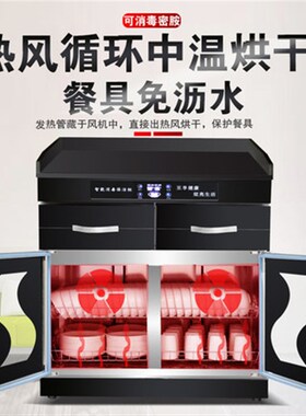 消毒柜商用茶水柜家用不锈钢烘干餐具碗柜备餐柜卧式双门保洁柜