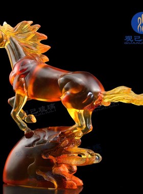 琉璃马摆件招财马到成功员工典奖牌工艺品开业礼品家居客厅装饰品