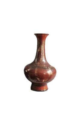 新中式手绘红色描金陶瓷花器摆件家居软装饰品样板间客厅花瓶摆设