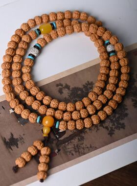 金刚菩提子原籽108颗5瓣小金刚菩提搭星月菩提手持念珠菩提子手串