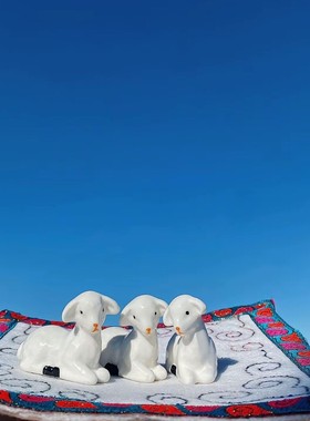 【三只小羊铁盒】可爱陶瓷摆件