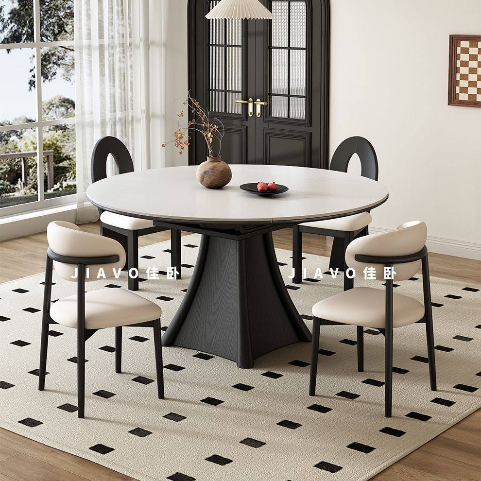 佳卧复古中古风白蜡木纹餐桌椅组合方圆两用实木可伸缩小户型餐桌,淘宝优惠券,粉丝福利购,淘宝优惠卷