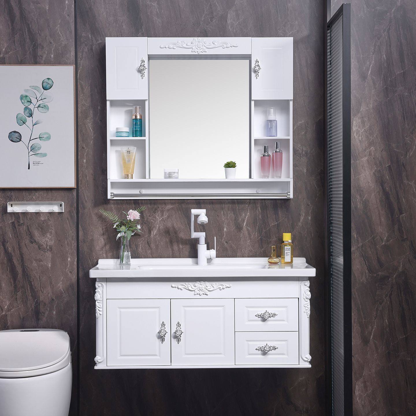 PVC浴室柜组合洗漱台小户型卫生间洗脸盆洗手盆洗面简约卫浴套装,淘宝优惠券,粉丝福利购,淘宝优惠卷