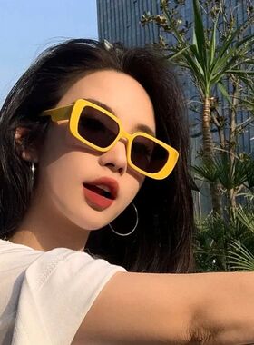 2025新款黄色墨镜女潮大框显脸小街拍高级感拍照太阳镜防紫外线
