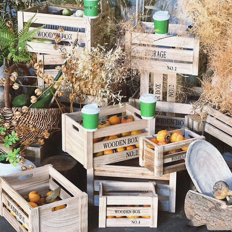 复古实木木框箱 超市陈列装饰木条箱长方形展示木质收纳箱红酒箱,淘宝优惠券,粉丝福利购,淘宝优惠卷