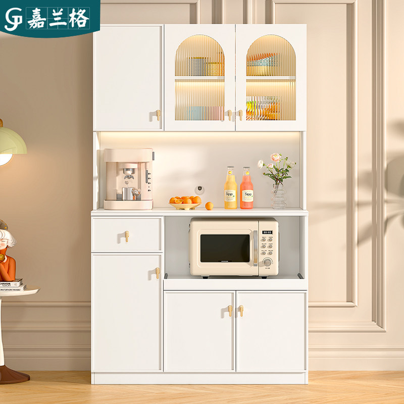 法式奶油风岩板餐边柜靠墙边柜家用厨房烤箱微波炉储物柜收纳柜子,淘宝优惠券,粉丝福利购,淘宝优惠卷