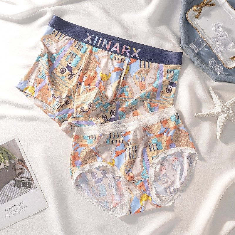 夏季薄款情侣内裤男士抗菌纯棉平角女士三角内衣无痕冰丝蕾丝短裤,淘宝优惠券,粉丝福利购,淘宝优惠卷