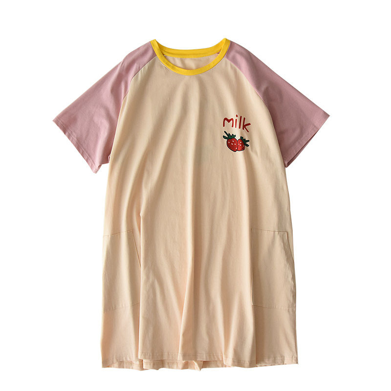 女士纯棉短袖连衣裙 睡裙 薄款宽松家居睡衣 孕妇裙 夏款 有大码,淘宝优惠券,粉丝福利购,淘宝优惠卷