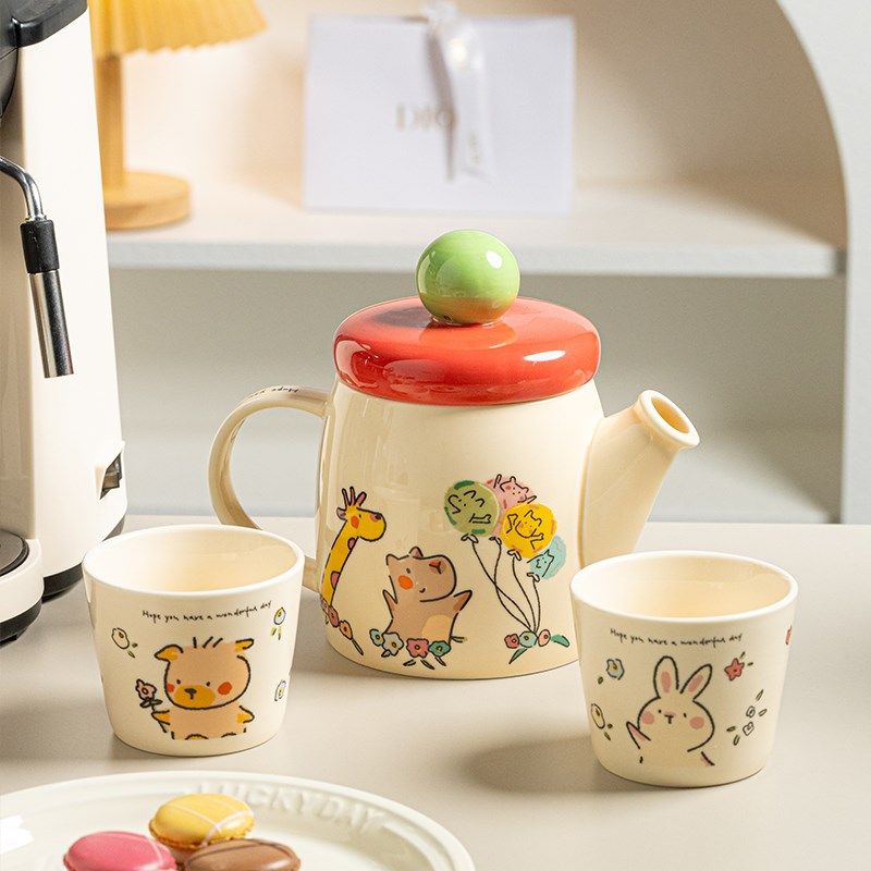 卡通可爱陶瓷茶具套装家用泡茶杯壶小众下午茶养生花茶壶送礼物,淘宝优惠券,粉丝福利购,淘宝优惠卷