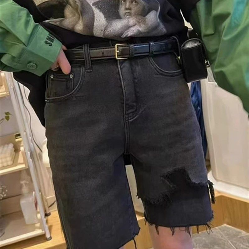 梨型身材裤子大尺码高腰破洞牛仔短裤女夏胖妹妹mm宽松显瘦五分五,淘宝优惠券,粉丝福利购,淘宝优惠卷