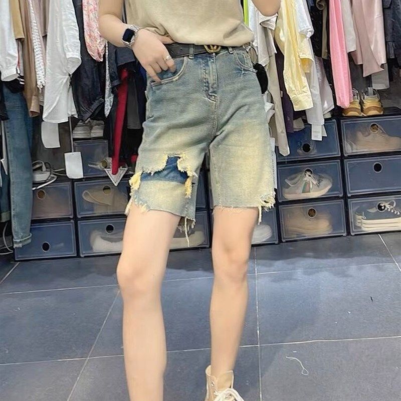 梨型身材裤子大尺码高腰破洞牛仔短裤女夏胖妹妹mm宽松显瘦五分五,淘宝优惠券,粉丝福利购,淘宝优惠卷