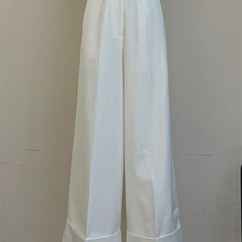 设计感小众韩系白色高腰直筒裤女夏季新款百搭显瘦垂感阔腿裤子潮,淘宝优惠券,粉丝福利购,淘宝优惠卷
