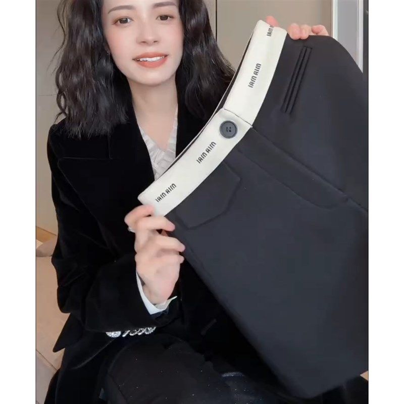 2024秋冬时尚设计感拼接休闲短裤厚款梨形高腰显瘦宽松阔腿短裤子,淘宝优惠券,粉丝福利购,淘宝优惠卷