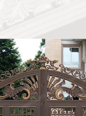 别墅大门铝艺庭院门电动遥控门双开防盗门欧式铁