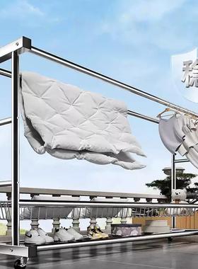 挂衣架落地卧室收纳架简易阳台双杆阳台晾衣架可移动晾衣服架子