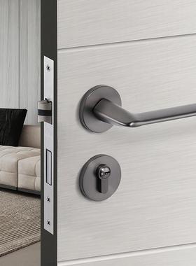 北欧门锁室内静音锁木门锁家用简约卧室卫生间磁吸静音锌合金门锁