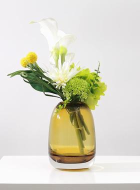 现代简约轻奢玻璃插花瓶仿真花艺售楼处洽谈桌茶几样板间软装摆件