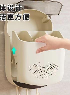 家居抗菌打孔筷子筒壁挂式厨房沥水防尘置物架挂壁勺子收纳盒筷笼