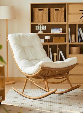 7T阳台摇椅家用大人躺椅秋冬季休闲中式室内庭院两用懒人藤椅摇摇