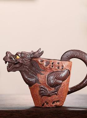 精品宜兴创意纯手工紫砂茶海龙公道杯中国风茶具配件分茶器