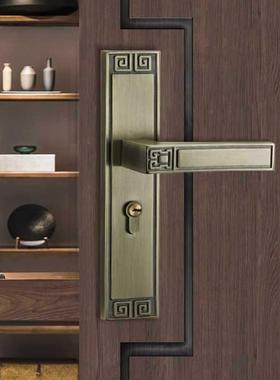 新中式门锁室内卧室房门锁家用复古静音磁吸锁具房间木门锁门把手