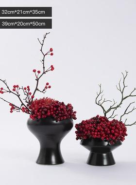 仿真新中式发财果喜庆红果售楼处洽谈桌前台摆件茶几玄关餐桌花艺