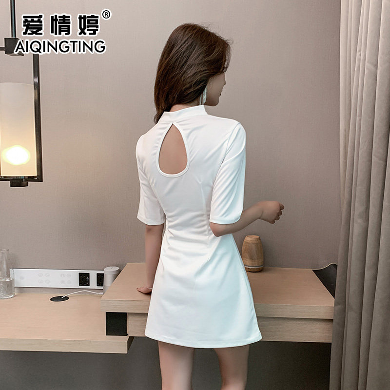 夜总店显瘦遮肚性感旗袍露背连衣裙 爱情婷连衣裙