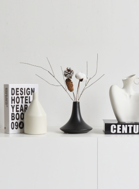意式极简书柜中古风艺术侘寂花瓶
