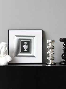 轻奢黑色玻璃摆件装饰烛台摆件