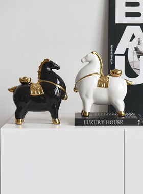 马上有钱轻奢高级感陶瓷摆件
