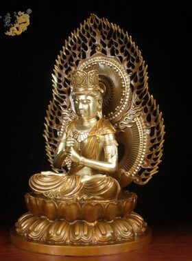 真古意 黄铜大日如来像摆件如来菩萨生肖羊猴本命佛家居供奉