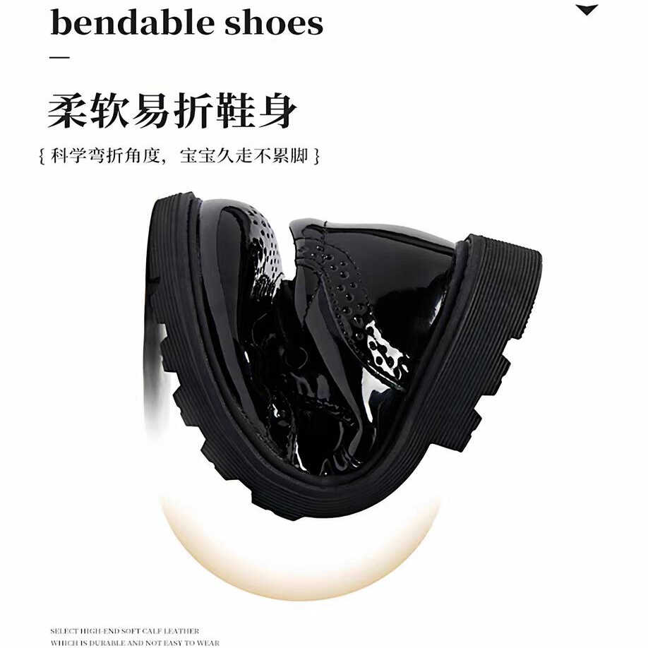 男童皮鞋黑色英伦风学生软底单鞋男孩花童西装演出鞋儿童演出皮鞋 - 图3