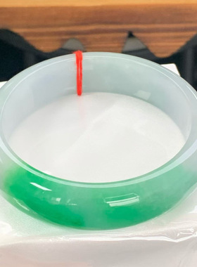 【顺丰包邮】缅甸种阳天然大圈口翡翠处理手镯一手玉镯冰糯半山水