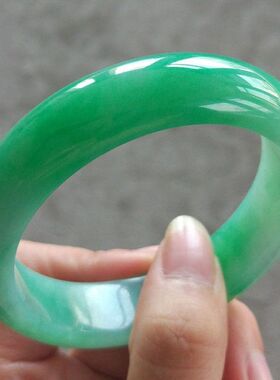 【带证】缅甸处理翡翠手镯豆种浅绿玉手镯玉镯子玉镯女士手镯手镯