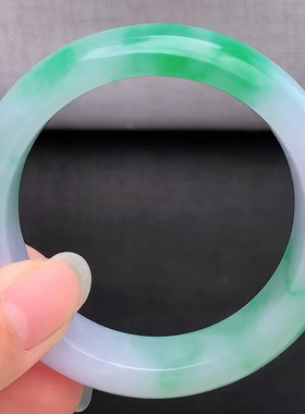 【顺丰包邮】缅甸翡翠处理手镯一手玉镯冰糯种阳飘花带证书