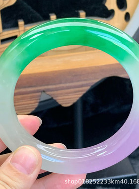 【顺丰包邮】缅甸天然大圈口春彩翡翠处理手镯一手玉镯冰糯精美