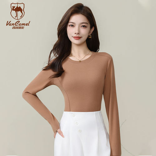 VANCAMEL/西域骆驼【两件装】春秋保暖螺纹抓绒修身打底衫JN2511 - 图3