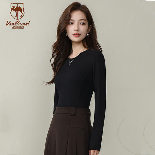 VANCAMEL/西域骆驼【两件装】春秋保暖螺纹抓绒修身打底衫JN2511 - 图2