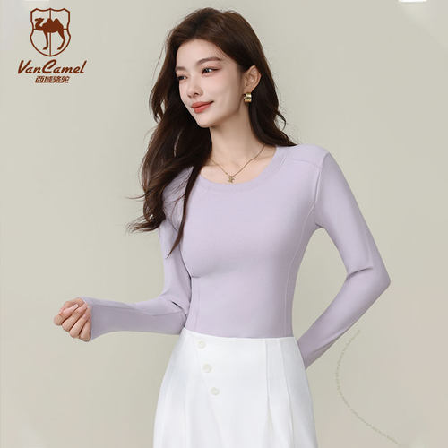 VANCAMEL/西域骆驼【两件装】春秋保暖螺纹抓绒修身打底衫JN2511 - 图0