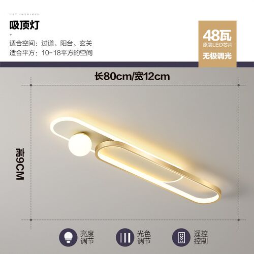 过道灯走廊现代简约客厅阳台玄关灯创意个性长条衣帽间led吸顶灯 - 图1