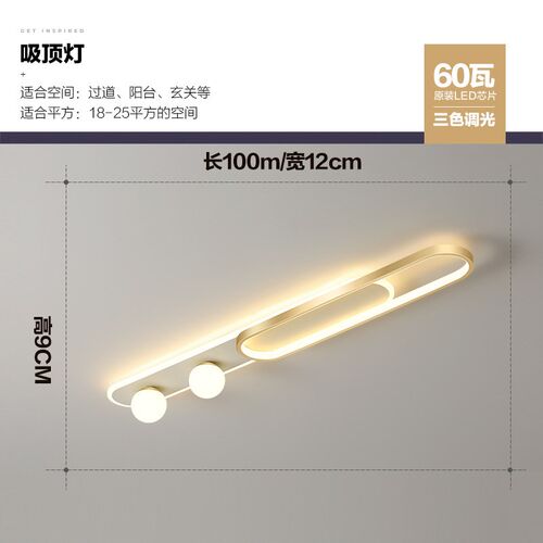 过道灯走廊现代简约客厅阳台玄关灯创意个性长条衣帽间led吸顶灯 - 图3
