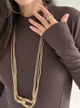 简约长款毛衣链青岛外贸饰品百搭复古高级感项链饰品女毛衣链