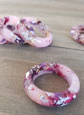 魔法花园树脂戒指 银片首饰  花戒指 干花 玫瑰戒指