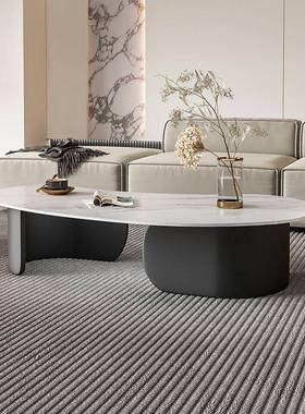 意式岩板茶几黑色腰果异形现代客厅家用创意小户型茶几桌异形茶几