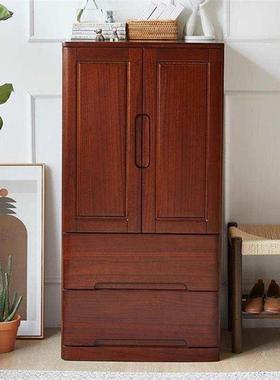 全实木小型衣柜家用卧室单人储物柜儿童衣服收纳柜子窄简易矮