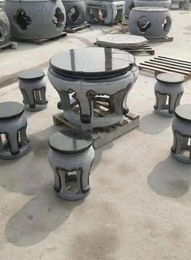 仿古青石石桌石凳雕塑石雕圆桌八角桌户外庭院大理石石桌子石材