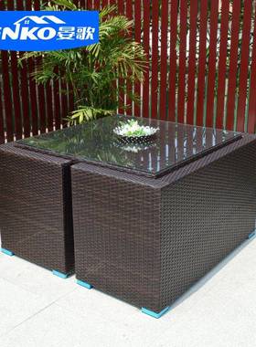 户外藤沙发椅室外庭院露天花园阳台露台休闲双人藤桌椅组合家具